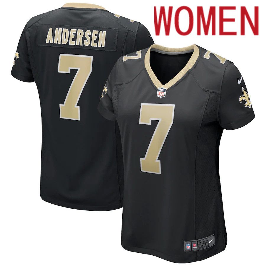 Women New Orleans Saints #7 Morten Andersen Nike Black Game Retired Player NFL Jersey->women nfl jersey->Women Jersey